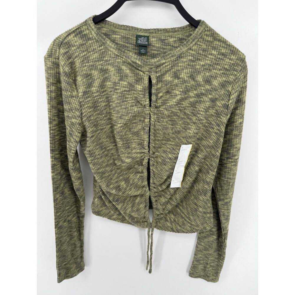 Women's Target Wild Fable NWT Green & Gray Long Sleeve Blouse Size S